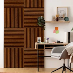 Sale Panneau deco tasseaux bois fonce