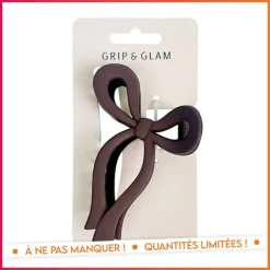 Best GRIP & GLAM Pince cheveux noeud brown