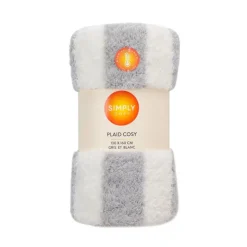 Clearance SIMPLY COSY Plaid cosy 130x160cm gris et bla