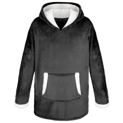 Best SIMPLY COSY Plaid hoodie noir