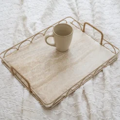 Discount NATURAL HOME Plateau effet marbre bord feston