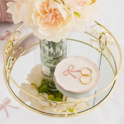 QUIET LUXURY Plateau en verre et metal or s