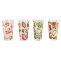 Discount SIMPLY SUMMER Plateau palmier tresse 4 verres