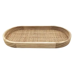 Outlet NATURAL HOME Plateau rotin bois nature