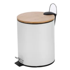 Online BATHROOM COLLECTION Poubelle 5l blanche + bambou