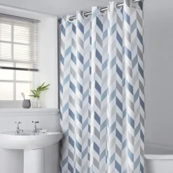Clearance ORGANIZED BATHROOM Rideau de douche chevron