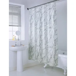 ORGANIZED BATHROOM Rideau de douche reflet argent