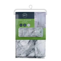 ORGANIZED BATHROOM Rideau de douche reflet argent