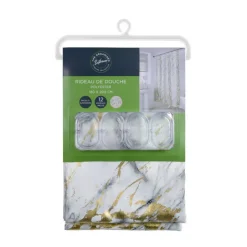 Clearance ORGANIZED BATHROOM Rideau de douche reflets or