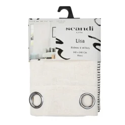 New JAPANDI Rideau lisa effet lin blanc 140x