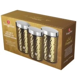 New BERLINGERHAUSS Set de 3 bocaux marteles dore