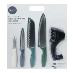 New SIMPLY Set de 4 couteaux + aiguiseur