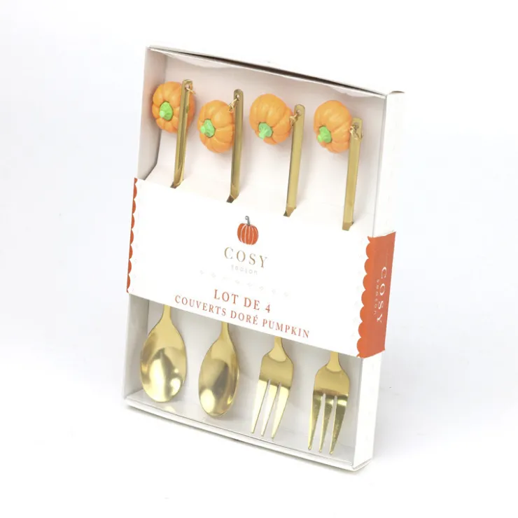 Clearance COSY SEASON Set de 4 couverts pumpkin