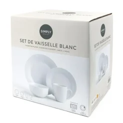 Online SIMPLY Set de vaisselle blanc 12 pcs