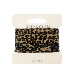 Outlet GRIP & GLAM Set elastiques cheveux leopard