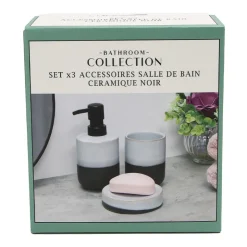 Outlet BATHROOM COLLECTION Set x3 accessoires sdb noir