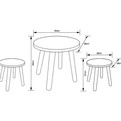 Best SIMPLY KIDS Table ronde + 2 tabourets creme