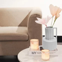 Sale NATURAL HOME Vase pichet ceramique strie