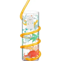Hot SIMPLY KIDS Verre+paille animaux verte