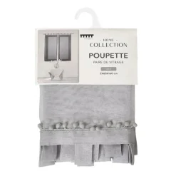 Sale HOME COLLECTION Vitrage poupette 2x60x160 gris