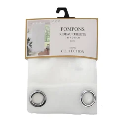 Clearance HOME COLLECTION Voile Aillets pompons 140x240cm